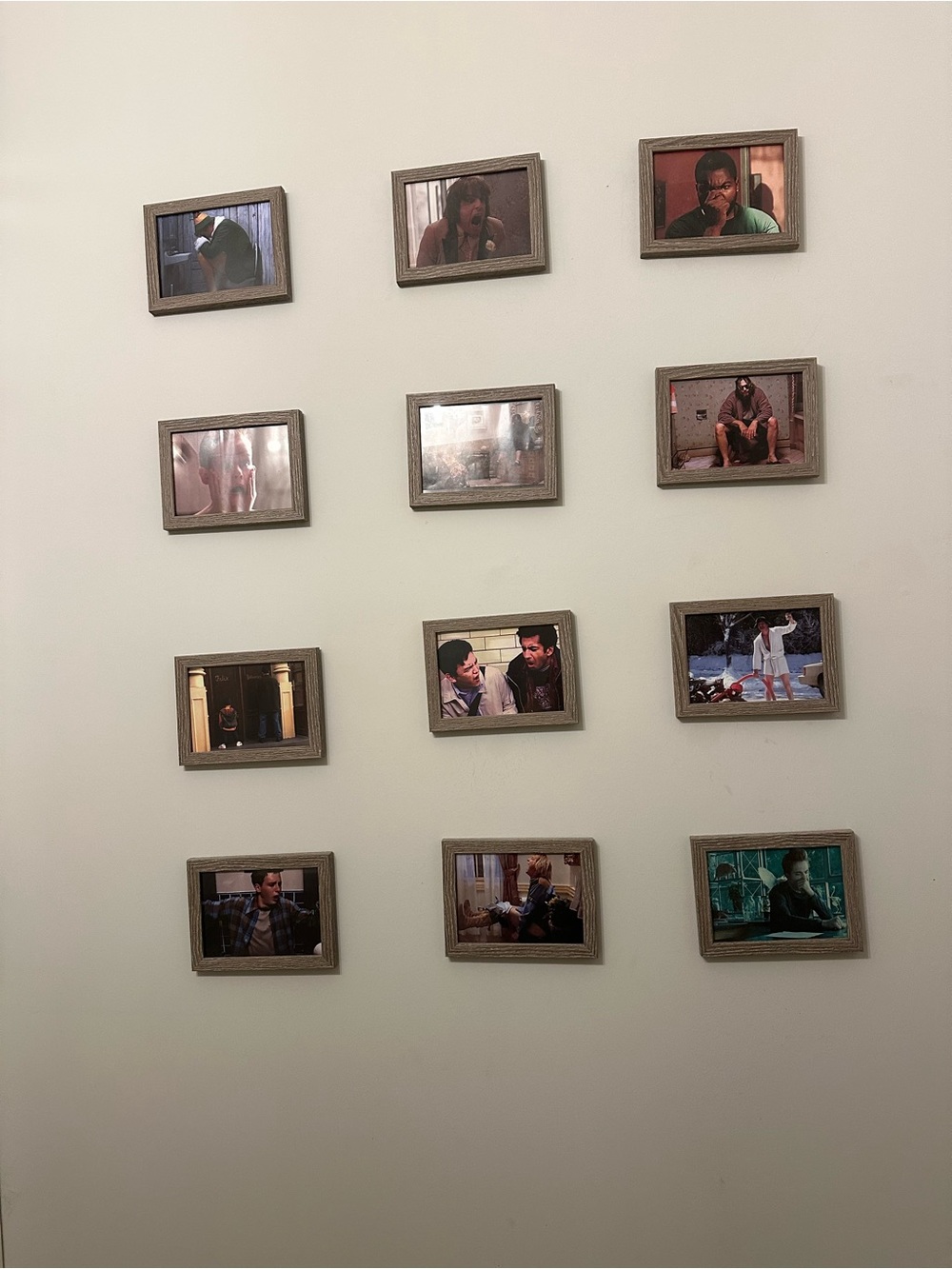 Set of 12 Small Wood Photo Frames - Light Brown funny bathroom scenes from movie